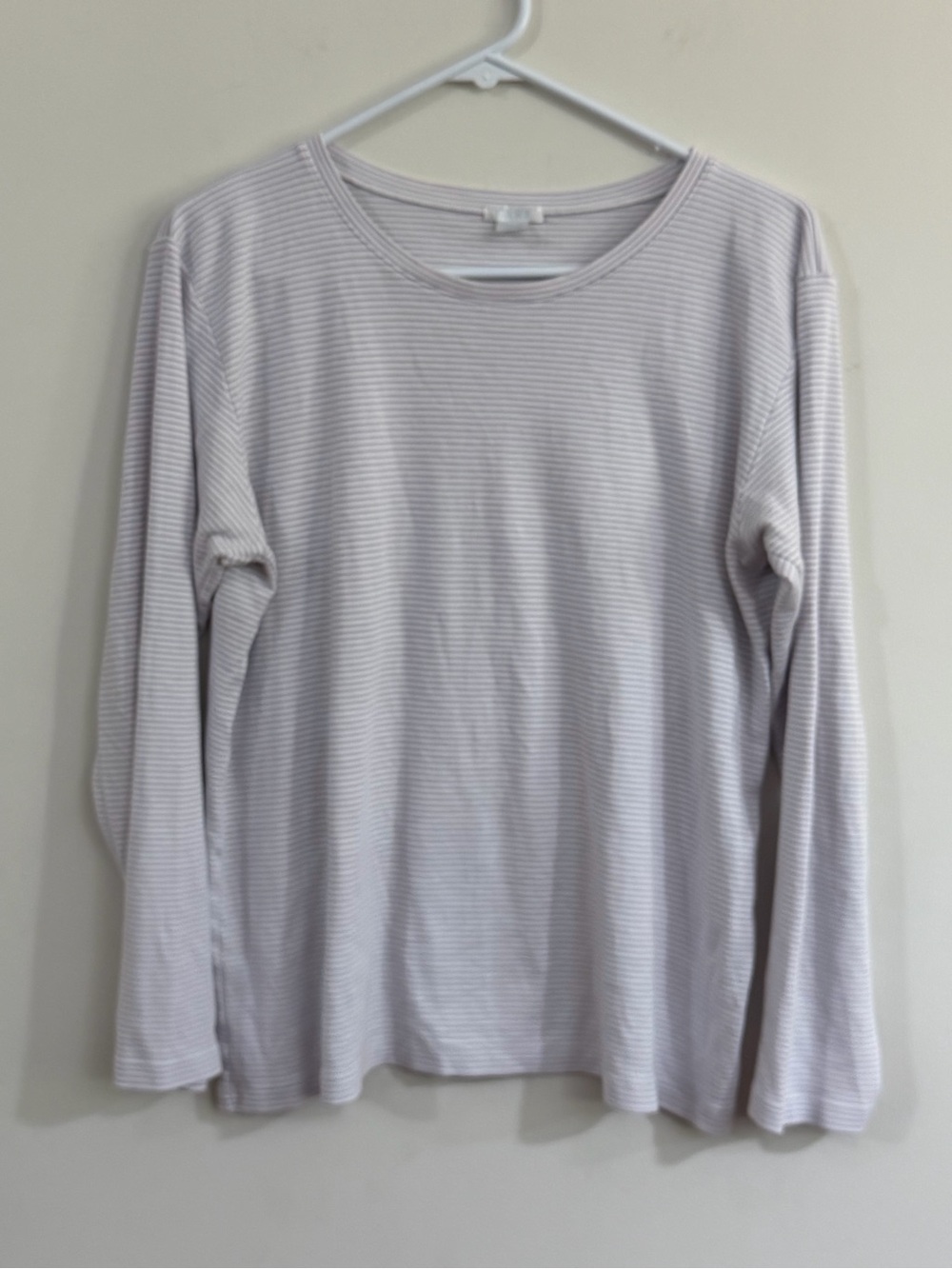 Lake Pajama Top Women Large Stripe Pima Cotton Long Sleeve Lilac Purple Soft